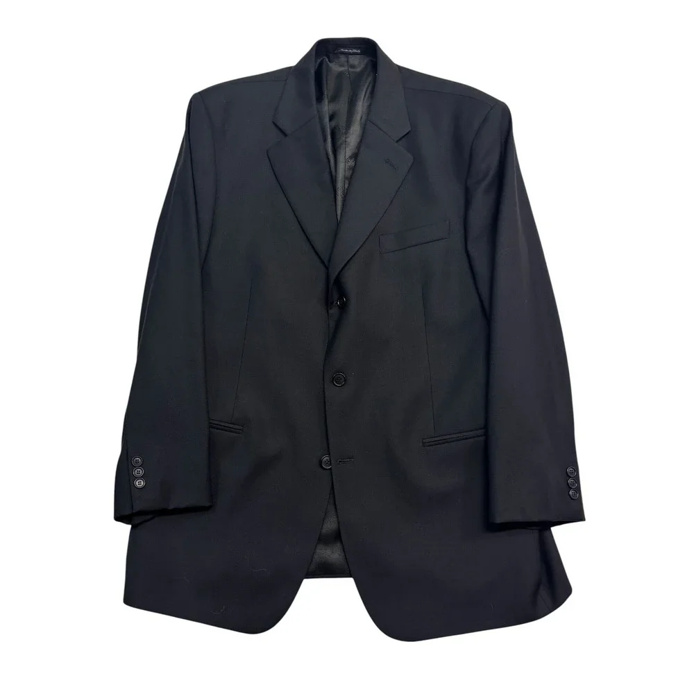 vtg 90s Gianfranco Ferre Studio Italy 56 46R 38x32 Black 2pc Pant Suit Pleated